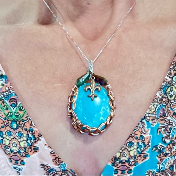 Classy Larimar Braided Necklace - Picture 3 of 5